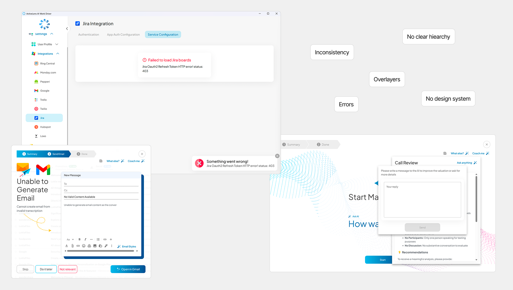 Active Lens desktop product audit interface